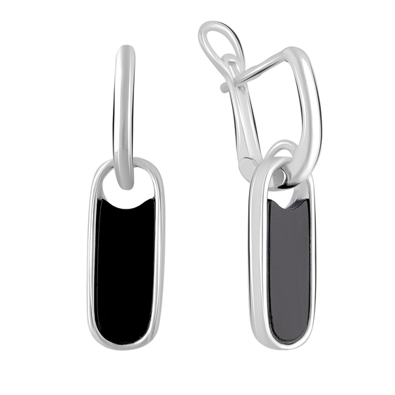 Silver earrings with onyx