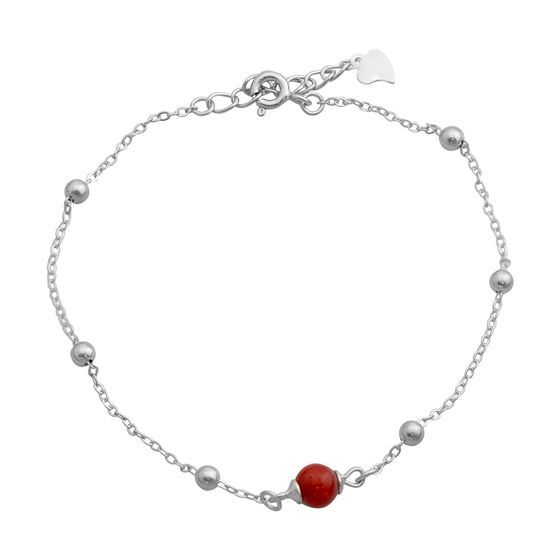 Silver bracelet with coral