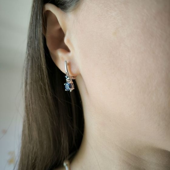Серебряные серьги с сапфиром 2.363ct