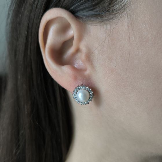 Срібні сережки з перлами