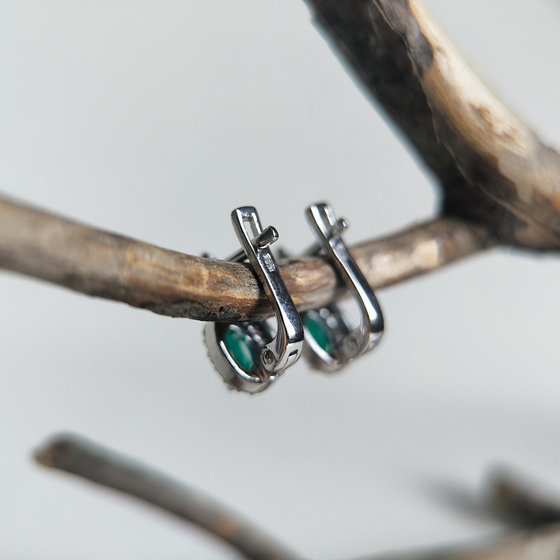 Серебряные серьги с агатом 1.213ct