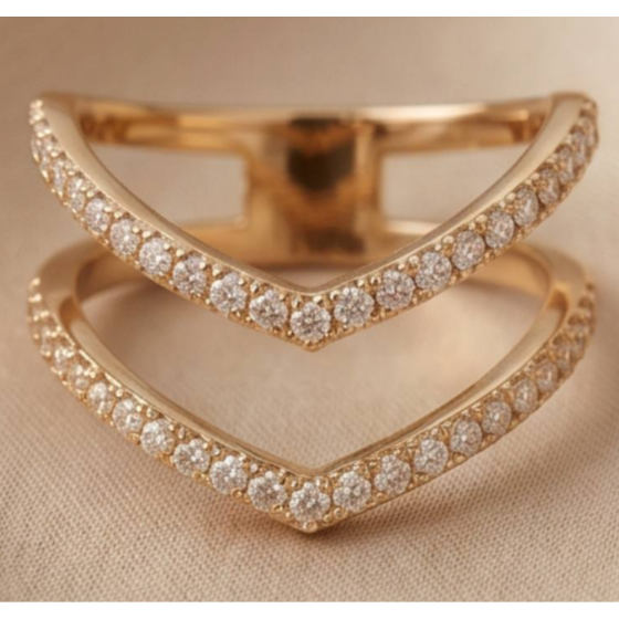 Gold ring with 0.46 ct cubic zirconia
