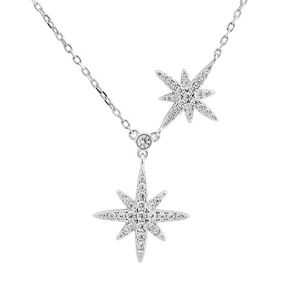 Silver necklace with cubic zirconia