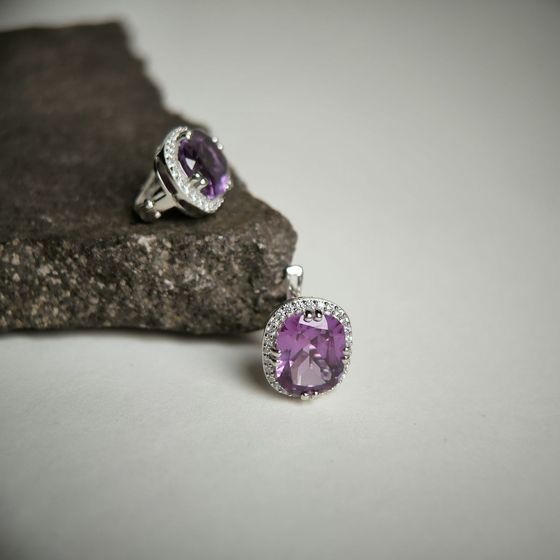 Серебряные серьги с александритом 13.357ct