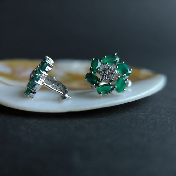 Серебряные серьги с агатом 2.983ct