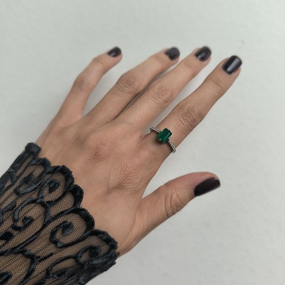 Срібна каблучка з агатом 1.148ct, фіанітами