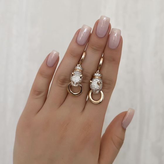 Золоті сережки з фіанітами 1.4ct