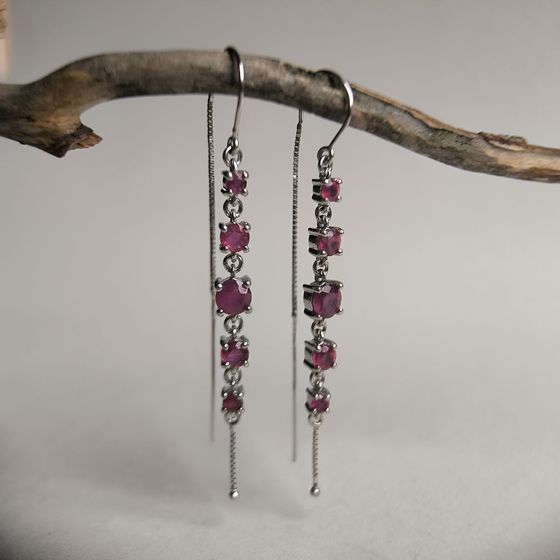 Срібні сережки з рубіном 3.58ct