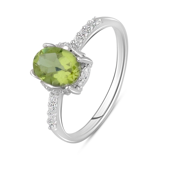 Silver ring with sultanite and cubic zirconia