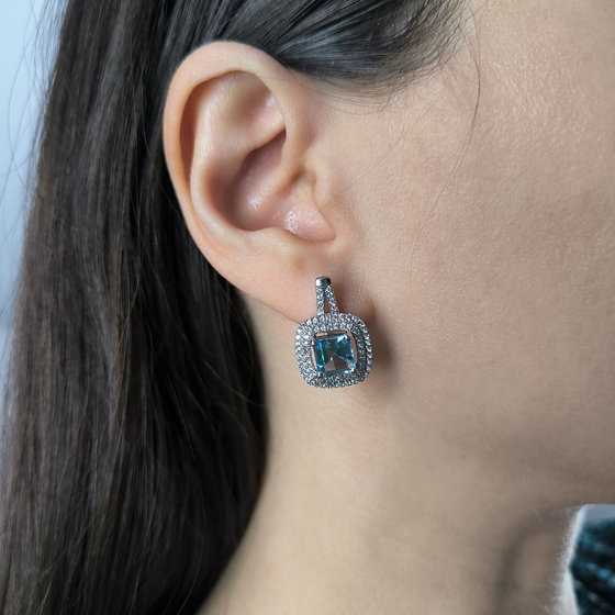 Срібні сережки з топазом 5.867ct