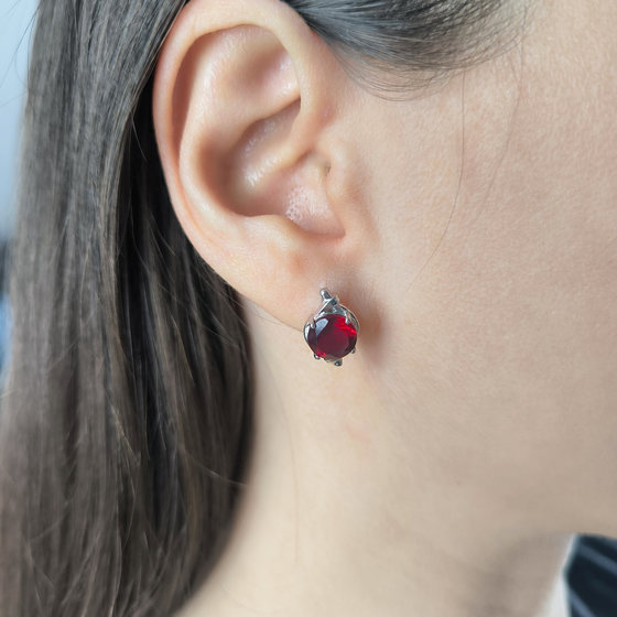 Срібні сережки з гранатом nano 3.425ct
