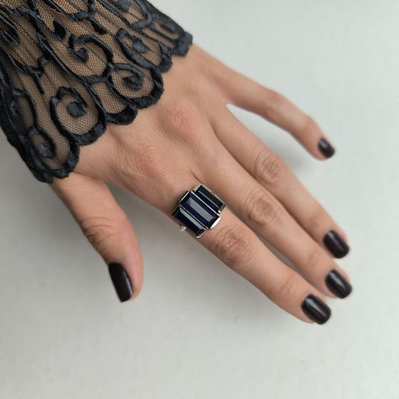 Срібна каблучка з сапфіром nano 6,461 карата