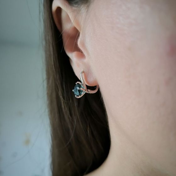 Срібні сережки з топазом Лондон Блю