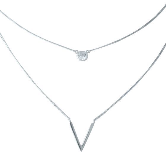 Silver necklace with phianites