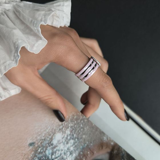 Silver ring with ceramics