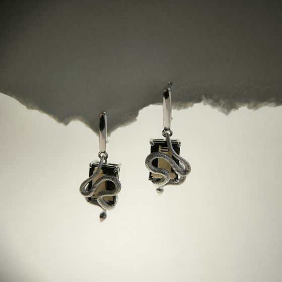 Серебряные серьги с раухтопазом (дымчатым кварцем) 15.158ct