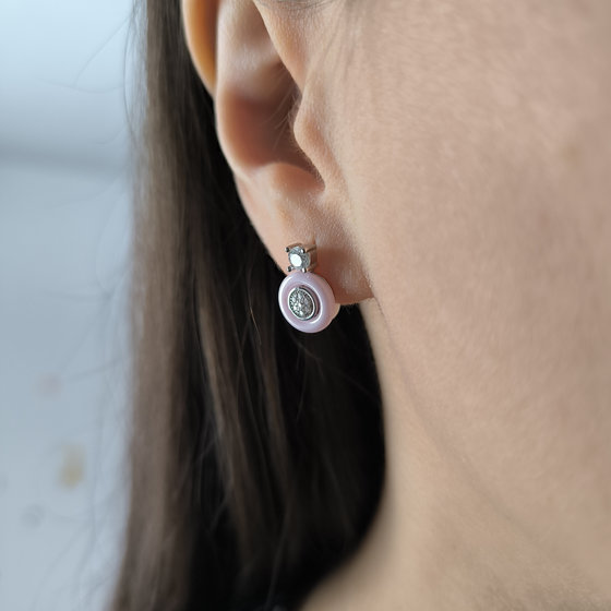 Silver earrings with ceramics