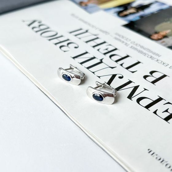 Срібні сережки з сапфіром 1.095ct