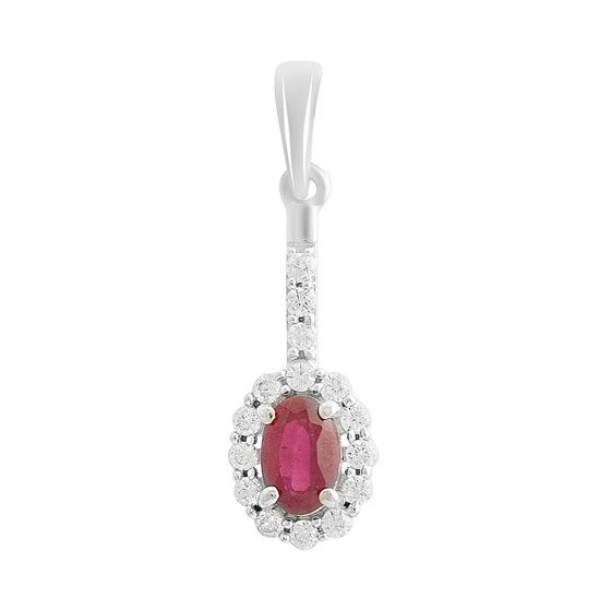 Серебряная подвеска с рубином 1.113ct, фианитами