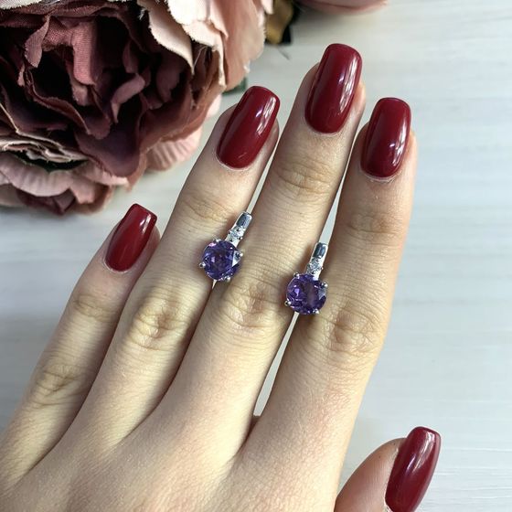 Серебряные серьги с александритом 4.663ct