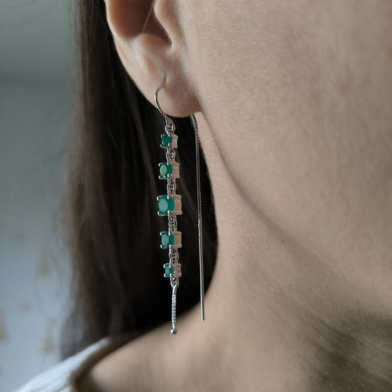 Срібні сережки з агатом 2.298ct