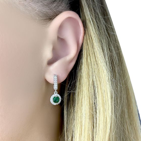 Серебряные серьги с изумрудом nano 1.45ct