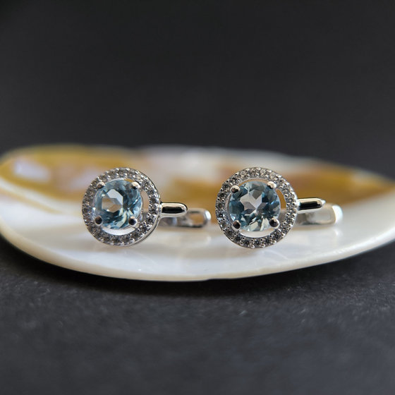 Серебряные серьги с топазом 2.522ct, фианитами
