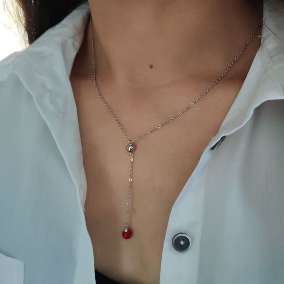 Silver necklace with coral