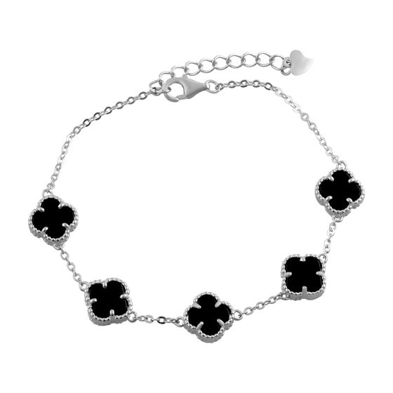 Silver bracelet with onyx