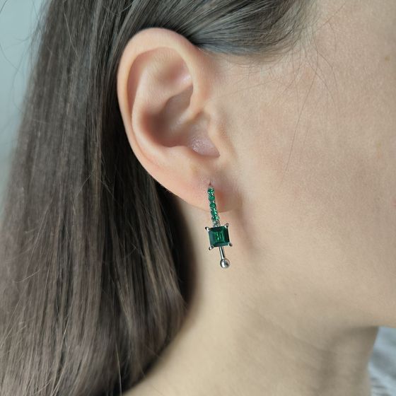 Срібні сережки зі смарагдом nano 2,295 карата