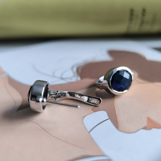 Срібні сережки з сапфіром nano 4.52ct