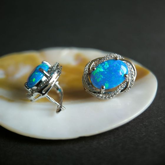 Срібні сережки з опалом 5.625ct