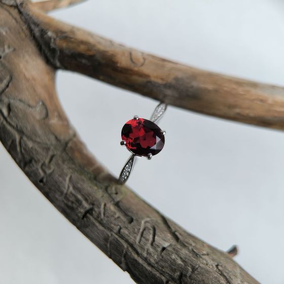 Silver ring with a garnet (nano)
