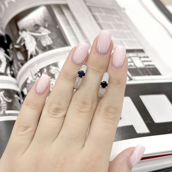 Срібні сережки з сапфіром 1.867ct, фіанітами