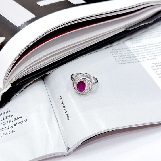 Sterling silver ring with 2.03ct ruby, diamonds