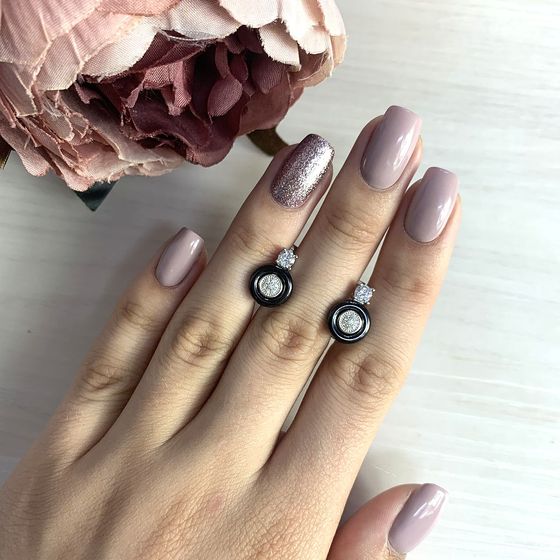 Silver earrings with ceramics