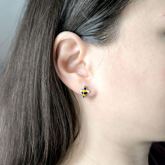 Срібні сережки з емаллю