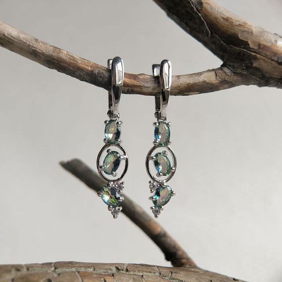 Срібні сережки з містик топазом 2.11ct