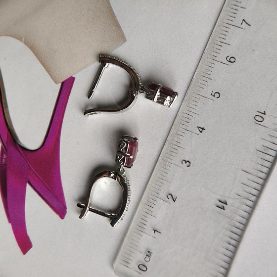 Срібні сережки з рубіном 1.548ct