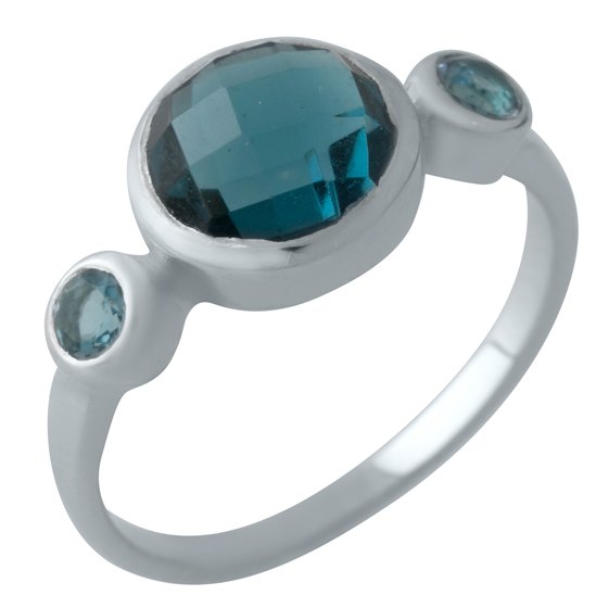 Серебряное кольцо с топазом Лондон Блю 1.87ct