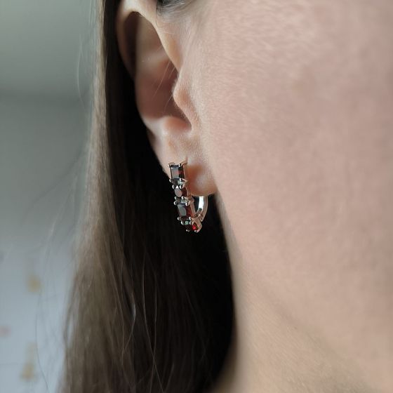 Срібні сережки з гранатом 2,863 карата