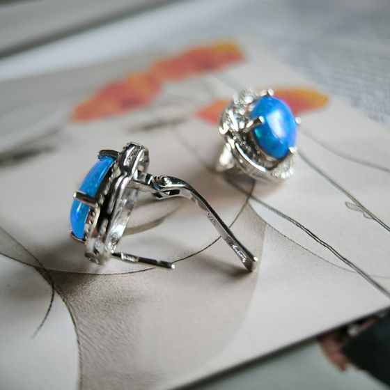 Срібні сережки з опалом 5.625ct