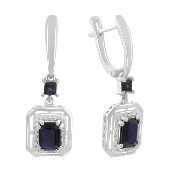 Срібні сережки з сапфіром 2.922ct