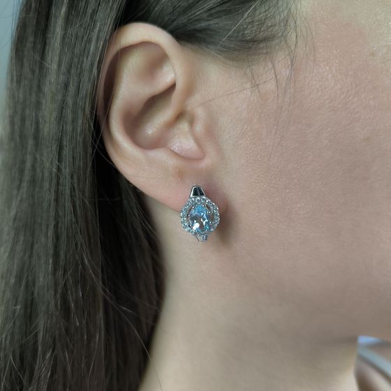 Серебряные серьги с топазом 3.86ct