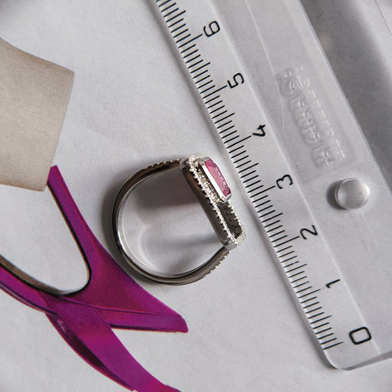 Silver ring with a 1.868ct ruby and cubic zirconia