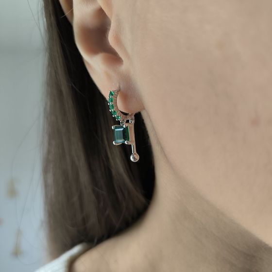 Срібні сережки зі смарагдом nano 2,295 карата