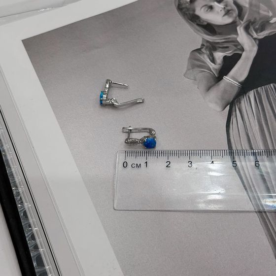 Silver earrings with opal and cubic zirconia