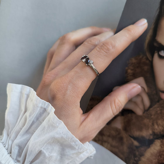 Silver ring with garnet