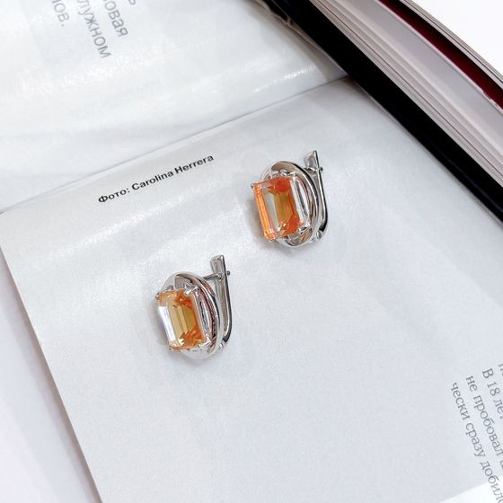 Silver earrings with gold quartz 6.95ct