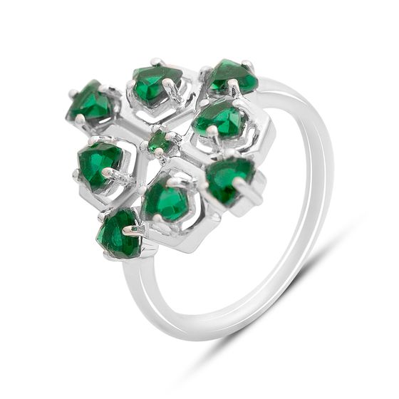 Silver ring with a 1.863-carat nano emerald